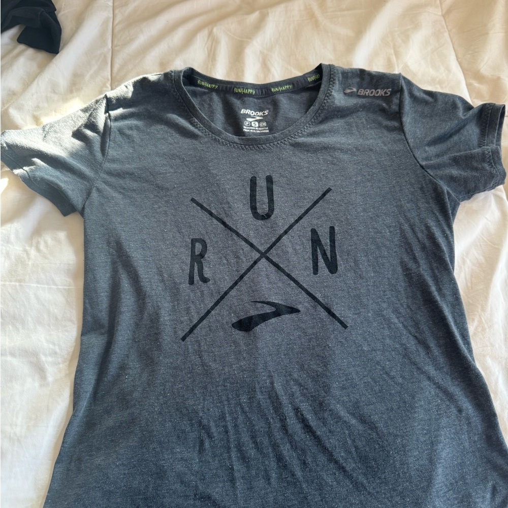 Brooks Charcoal Tee with Green Accents